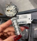Ballon Bleu De Cartier 33mm Quartz Movement White Face Fish Eye Glass Watch
